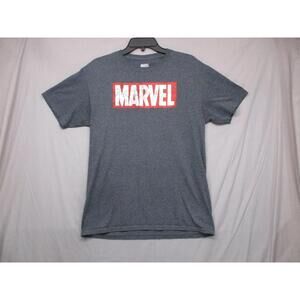 Marvel Gray Graphic Logo Statement‎ Casual Crew Neck TShirt Unisex Size Medium